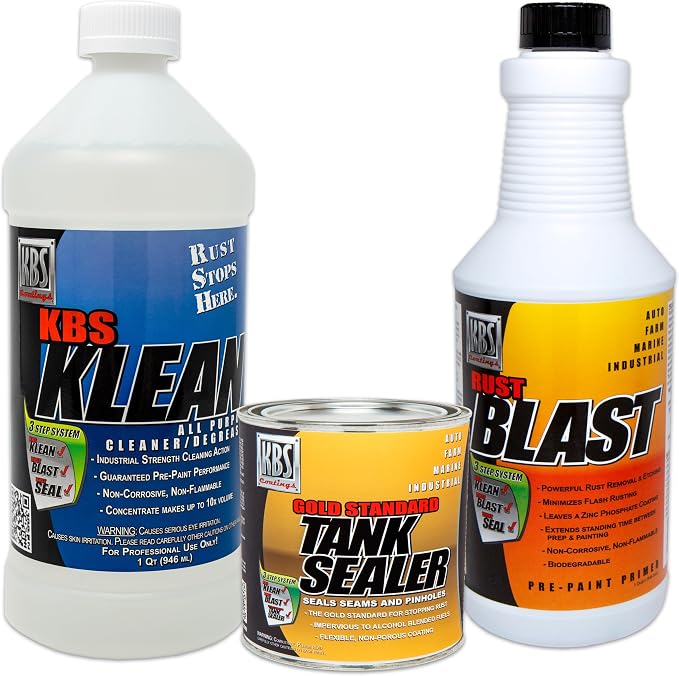 KBS Coatings 52000 Cycle Tank Sealer Kit, Complete Kit - Seals Up To 5 Gallon Tank, Lightly Pigmented Silver