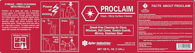 Proclaim Glass and Shiny Surface Cleaner - Streak-Free Cleaner for Glass and Shiny Surfaces (1 Gallon)
