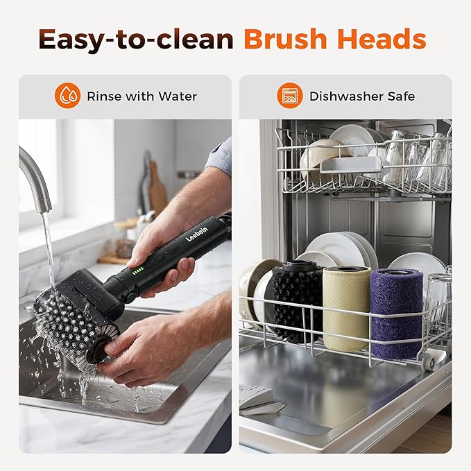 Leebein Electric Grill Brush for Outdoor, 2026 TikTok BBQ Grill Cleaner with 3 Heads, 3-Speed & Angle Adjust Cordless Rotary Grill Brush, 150Mins Runtime Grill Cleaning Brush for Barbecue Grates