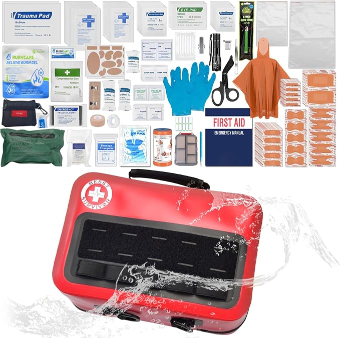 Besst Survivor Waterproof First Aid Kit -Complete Trauma Gear With Labeled Storage, MOLLE System&CPR Kit, Practical Medi