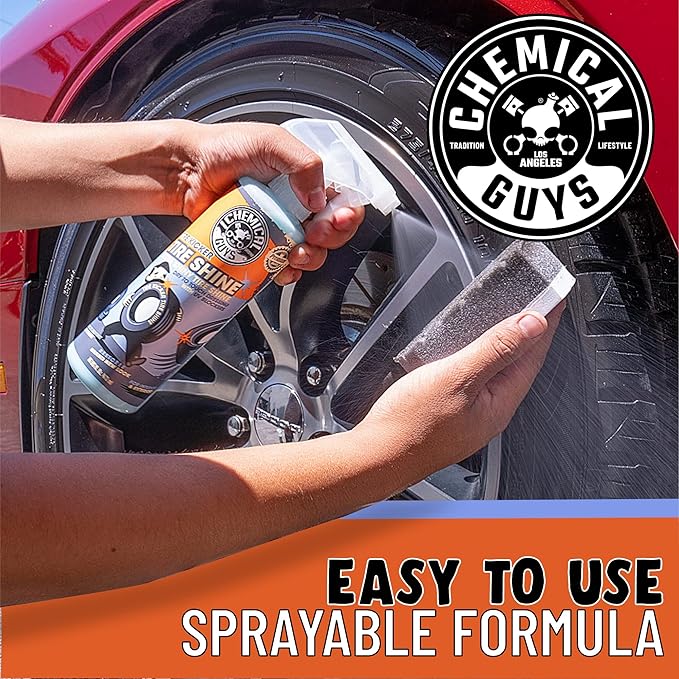 Chemical Guys Tire Kicker Sprayable Extra Glossy Tire Shine Spray, Dry-to-Touch Dressing - Restores Wet Look to Rubber, Vinyl, and Plastic, Safe for Cars, Trucks, Motorcycles, RVs, and More - 128 oz
