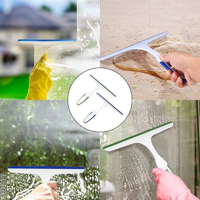 10 Pcs Shower Squeegee for Shower Glass Doors,Car Window Windshield Mirror Tile Cleaner Cleaning Wiper Squeegees Tool with Hook, Window Cleaning Shower Glass Squeegees