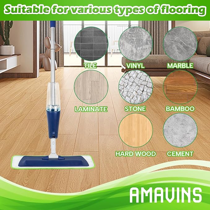 AmaVins 3 Pack Microfiber Cleaning Pads, Reusable Microfiber Mop Pads for 18 Inch Mop, Hardwood Floor Replacement Cleaning Mop Pads, Machine Washes