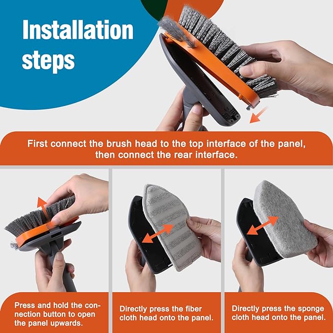CLEANHOME Tub Tile Scrubber Brush with 3 Different Function Cleaning Pads and 56" Extendable Long Handle-No Scratch for Cleaning Bathroom Kitchen Toilet Wall Sink,Orange