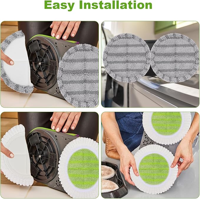 6.3 inch Electric Spin Mop Pads Compatible with Vmai Alfabot Qimedo Idoo Eous Bi-ssell Gobot Teko Corldess Spin Mop, Round Mop Replacement Pad Microfiber Scrubber Refill for Floor Cleaning (8 Pack)