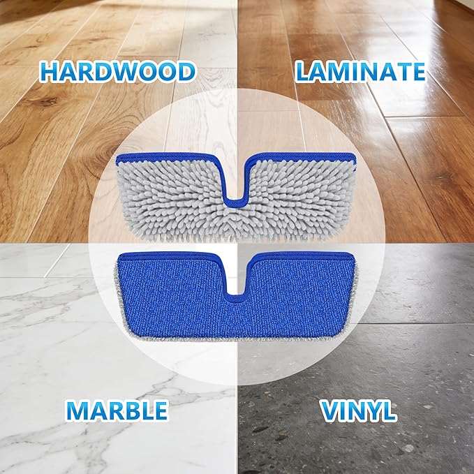 Reusable Mop Pads for Enspoway Dust Mop - Double-Sided Microfiber Chenille Refills for Kitchen Bathroom Tile Cleaning - Washable Absorbent Pads for Hardwood Laminate Floor Cleaning Only for B0FRDZDTMP