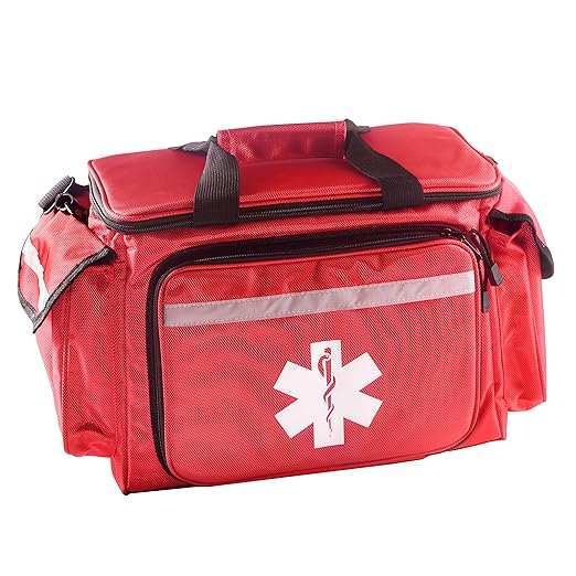 Primacare KB-1088 EMT First Responder Trauma Bag, Empty Deluxe EMS Shoulder Bag, Professional First Aid Kit Bag with 4 C