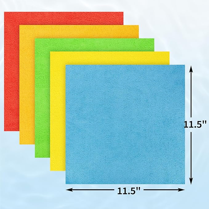 Microfiber Cleaning Cloth, 100 Pack Cleaning Rags Microfiber Towel Bulk Absorbent Lint-Free Wash Cloths, All-Purpose Shop Towels for Cars, Automotive, Garage, Home & Kitchen 11.5"*11.5"