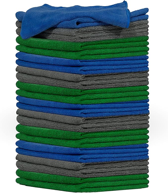 Pinnacle Mercantile Microfiber Cleaning Cloths Extra Large 16x16in Pack of 24 Highly Absorbent Lint Free Streak Free Non