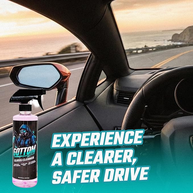 Gottom Glass Cleaner – 128oz, Ammonia Free, Streak-Free Window & Glass Cleaner, Safe on Tint – Perfect for Mirrors, Windows, & Glass Surfaces – Effective Dirt & Grime Remover