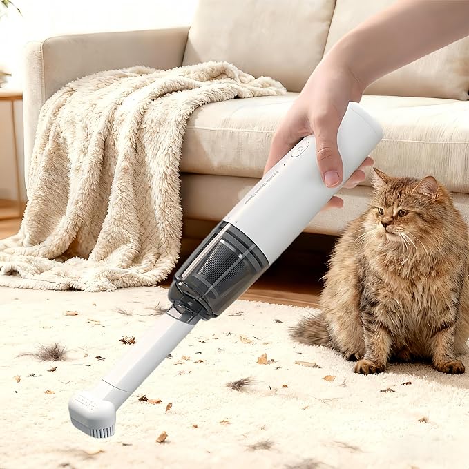 Handheld Vacuum Cordless, Car Vacuum Cleaner Portable with HEPA Filter, 2 Suction Modes, Mini Hand Held Vacuum Rechargeable for Car, Home, Pet Hair, Office, Keyboards(Black)