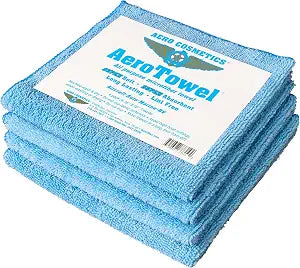 Aero Cosmetics All-Purpose Microfiber Cleaning Towels (4-Pack) Cleaning Cloth for Wet or Waterless Wash - Highly Absorbe