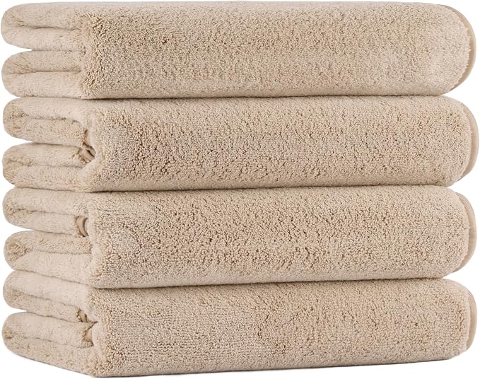 POLYTE 330 GSM Poly Blend Microfiber Quick Dry Bath Towel, 30x57 in, 4 Pack