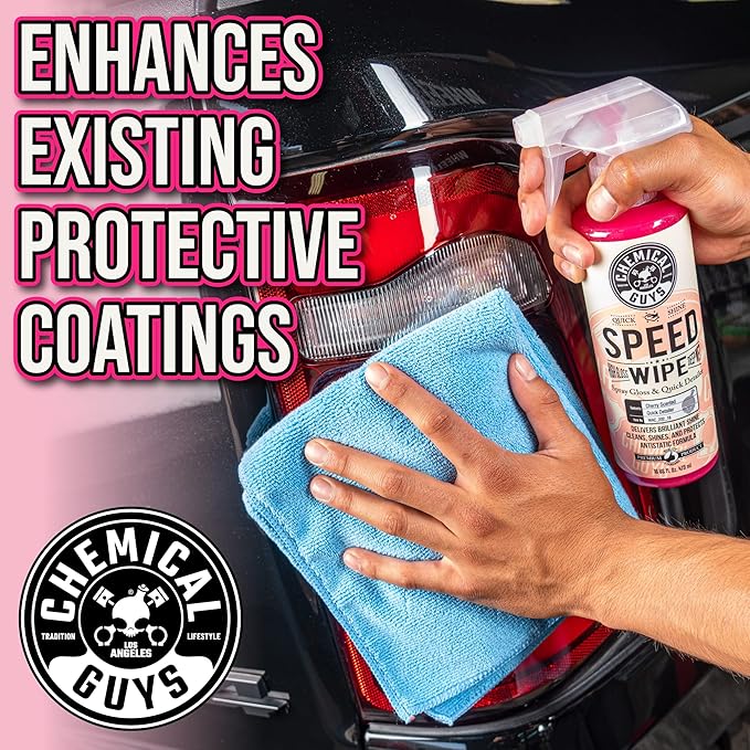 Chemical Guys Speed Wipe Quick Detailer - High Gloss, Streak-Free Shine, Detail Spray for Cars, Trucks, Motorcycles, RVs, and More, Safe on Paint, Glass, Wheels, and Trim, Cherry Scent, 128 fl oz