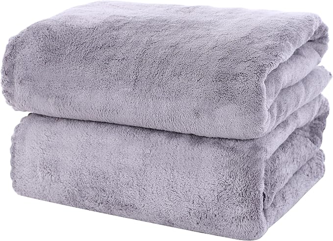 MOONQUEEN 2 Pack Premium Bath Towel Set - Quick Drying - Microfiber Coral Velvet Highly Absorbent Towels - Multipurpose