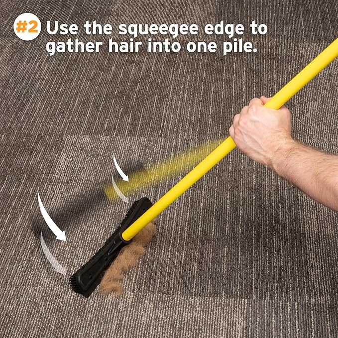 FURemover Pet Hair Removal Rubber Broom, 61" Telescopic Handle