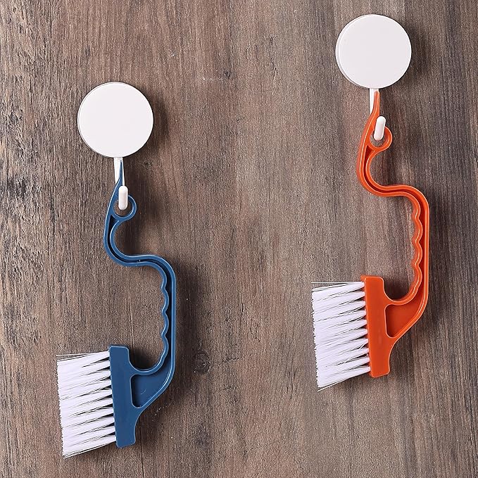 Slick- Window Track Cleaning Brush, 4 Pack, Colorful Ergonomic Handle, Built-in Scraper, Multipurpose, Window Track Cleaning Tools