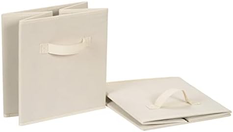 Collapsible Fabric Storage Cube Bins Organizer with Handles for Organization and Organizing Solution, 13"x13"x13", Beige, 6-Pack