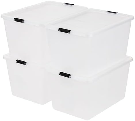 4-Pack 55 Quart Clip Box with Latching Lid