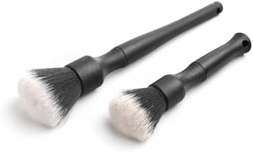 Synthetic Detailing Brush Set - Long & Short Brush - Ultra-Soft Interior Car Cleaning Brushes for, Screens, Emblems, & Tight Spaces - Black