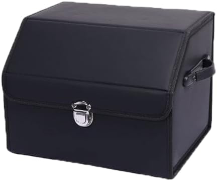Car Trunk Organizer Leather Storage Box with Lid for Trunk SUV Sedan