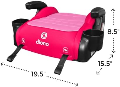 Diono Connect3 RXT Backless Booster, Pack of 2, Slim Fit 3-Across in Many Mid-Sized Sedans and SUVs, for Children from 40-120 lbs., Lightweight with Latch connectors, Pink Cotton Candy