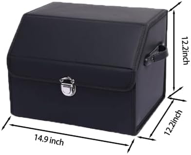 Car Trunk Organizer Leather Storage Box with Lid for Trunk SUV Sedan