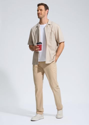 Men's Golf Pants Stretch Work Dress Comfy Pants 30"/32"/34" Lightweight Quick Dry Casual Slacks Trousers with Pockets
