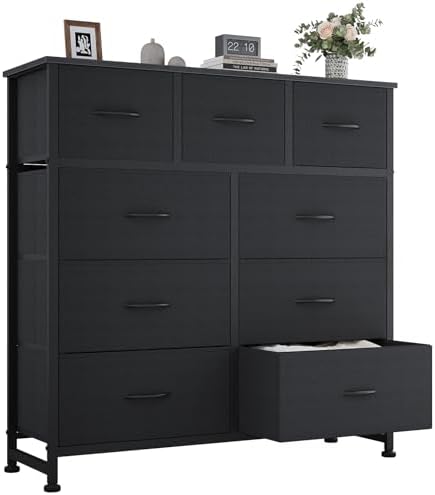 9 Drawer Black Dresser for Bedroom, Closet Organizer Storage Tower