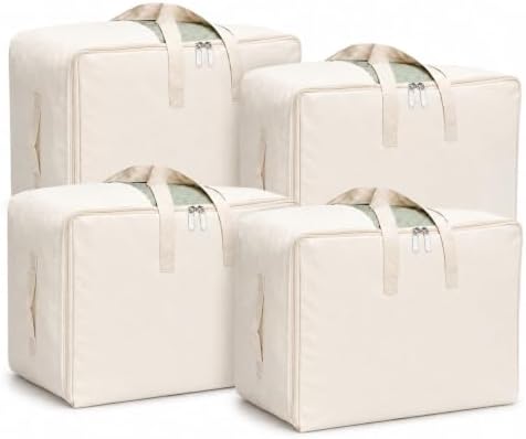 Soft Canvas Storage Bags for Comforter Bedding, Blankets, Quilt, Pillows