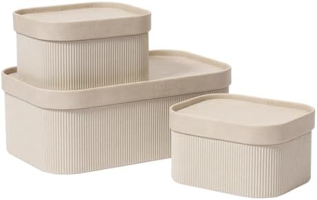 Decorative Storage Boxes with Lids Faux Leather, 3 Pack