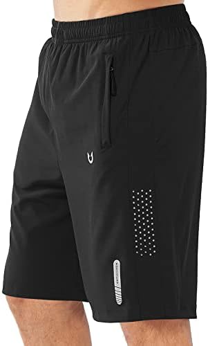 Men's Athletic Running Shorts Gym Workout 7"/9"/5" Zipper Pockets