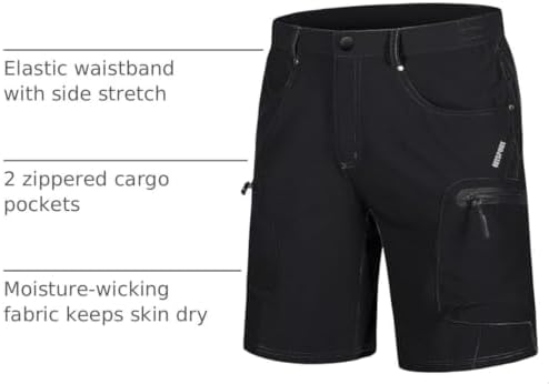 Men's Hiking Cargo Shorts 10" with Zipper Pockets Quick Dry Casual Stretch Golf Work Short Outdoor Summer