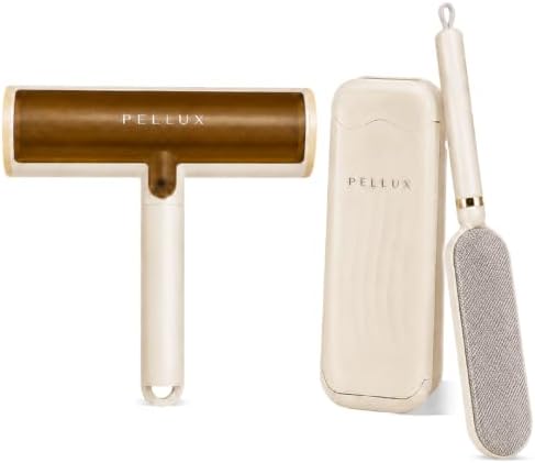 2-in-1 Pet Hair Remover Kit - Reusable Lint Roller & Fabric Brush for Dog and Cat Hair, Self-Cleaning Fur Removal Tool for Couch, Furniture, Clothes, Car, Carpet & Bedding