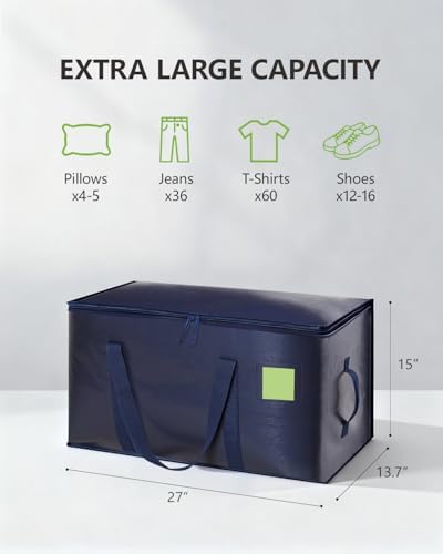 Heavy Duty Moving Bags Extra Large 110LBS Storage Bags, 8 Pack-Blue
