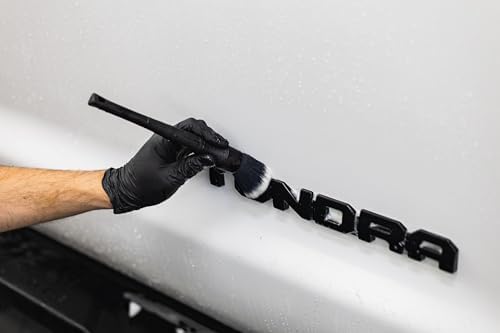 Synthetic Detailing Brush Set - Long & Short Brush - Ultra-Soft Interior Car Cleaning Brushes for, Screens, Emblems, & Tight Spaces - Black