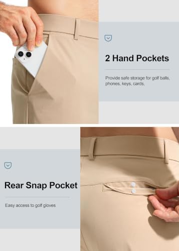 Men's Golf Pants Stretch Work Dress Comfy Pants 30"/32"/34" Lightweight Quick Dry Casual Slacks Trousers with Pockets