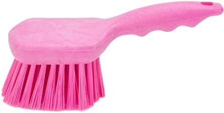 40541EC26 Plastic Scrub Brush, Utility Brush, Kitchen Brush With Hanging Hole For Cleaning, 8 Inches, Pink