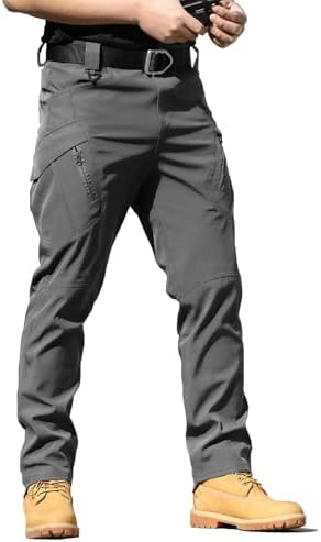 Men's Water Resistant Tactical Cargo Pants Multi-Pocket(No Belt)