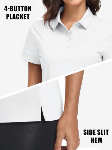 Women's Polo Shirts UPF 50+ Short Sleeve Golf Shirt Quick Dry Sun Protection 4 Buttons Casual Work Collar Top