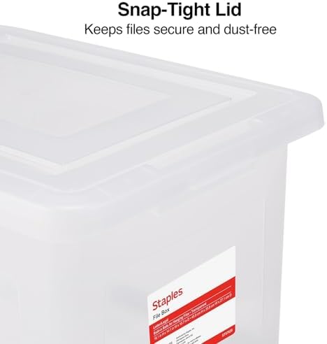 Hanging File Folder Box, Storage Bin Organizer, Snap Lid, Clear