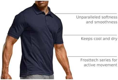 Men's Quick Dry Tactical Polo Shirt, Lightweight Breathable Performance Polo, Short Sleeve UPF 50+ Outdoor Golf Shirt