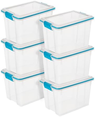 Gasket Storage Box with Lids for Home & Office, 20 Quart, 6-Pack