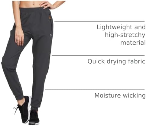 Women's Joggers Hiking Pants with Zipper Pockets Lightweight Workout