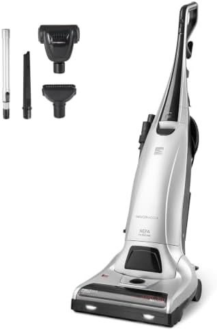Elite 31150 Pet Friendly Bagged Upright Beltless Vacuum w/Pet Handi-Mate, Triple HEPA, 3D Inducer Motor, Telescoping Wand, 5-Position Height Adjustment, 3 Cleaning Tools-Silver