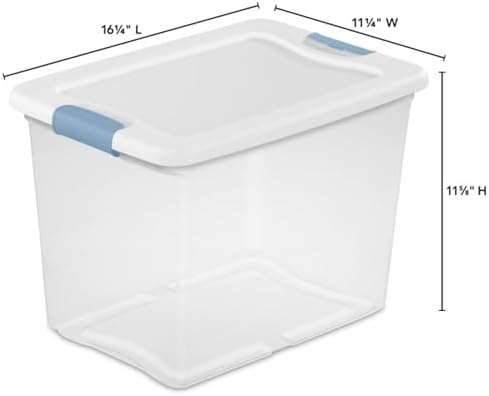 Latching Box with Lids for Home and Office, 25 Quart, 6-Pack