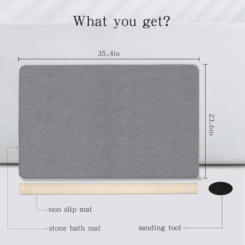 Extra Large Stone Bath Mat, 36''x24'' Stone Shower Mat