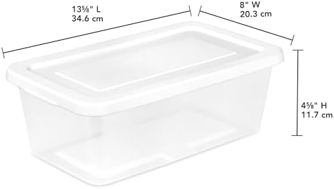 Storage Boxes, Stackable Clear Plastic Bins, 6 Quart, 12-Pack