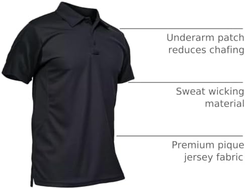Men's Polo Shirt Quick Dry Performance Short Sleeve Tactical Shirts Pique Jersey Golf Shirt