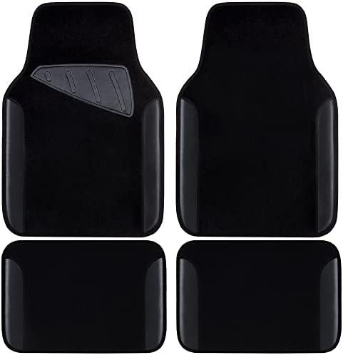Waterproof Universal Fit Car Floor Mats, Faux Leather Car Carpet Mats, Black Car Mats with Anti-Slip Nibbs Backing & Driver Heel Pad Fit for SUV,Vans,sedans, Trucks,Set of 4pcs(All Black)